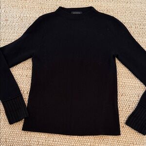 Club Monaco Black Crewneck Sweater with Ribbed Cuffs